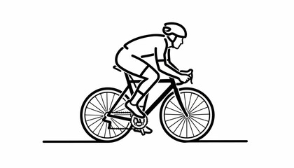 Fototapeta premium Vector Line Art Of A Cyclist Riding A Road Bike