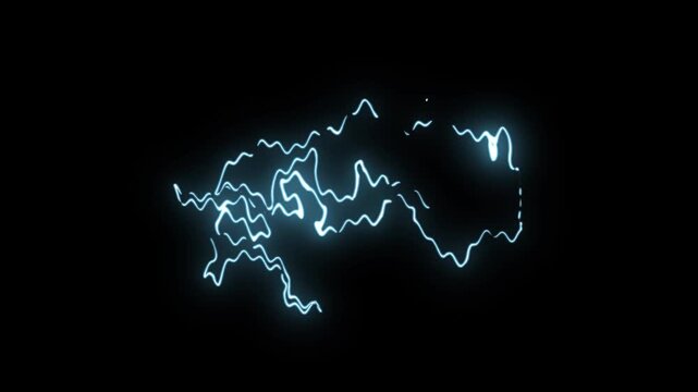 Blue glowing lightning thunderbolt loop, Electric bolt strike overlay, black screen power effect, Storm flash animation