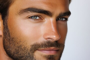 Obraz premium selective focus young man showing determination with focused eyes
