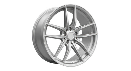Obraz premium Automotive Isolated Silver Alloy Car Wheel Rim Photo-realistic Studio Shot