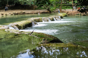 Fototapeta premium Waterfall in Khao Yai. The clean water in Korat Province makes you feel cool.