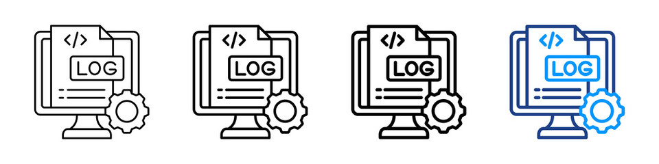 System Log Icon Different Style Outline Collection Set.