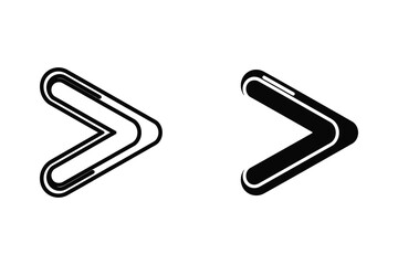 Obraz premium Chevron Right Icon Set: Outline and Solid Black for Navigation and Forward Movement