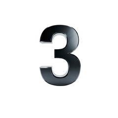 Fototapeta premium Metallic number three On Transparent Background