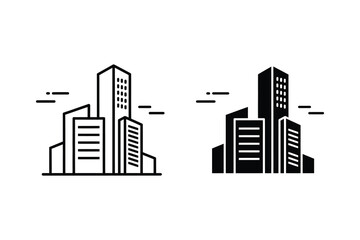 Obraz premium Modern City Buildings Skyscraper Skyline Vector Icon | Urban Architecture Landscape Symbol