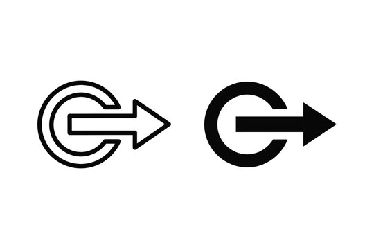 Logout or Exit Icon with Arrow Pointing Out of a Circle for Web Navigation