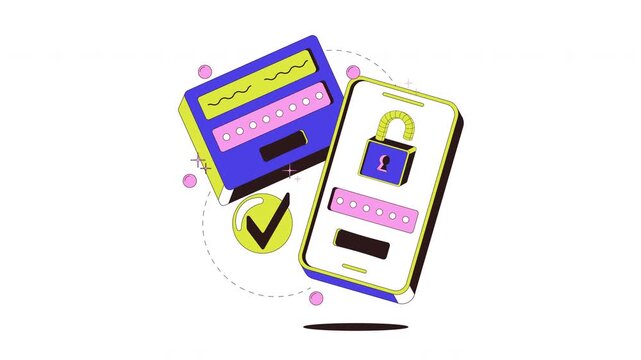 Two-factor authentication process onboarding ui animation. Secure login. Password code. 2fa access. Account protection. Web design. Mobile app intro motion. Micro UX scene 4K video on transparent
