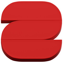 3D Red Rounded Spiral Form Abstract Shape