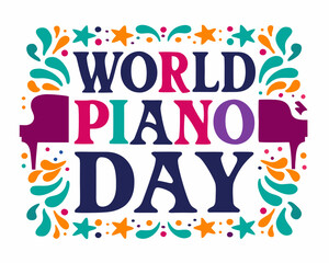 Fototapeta premium WORLD PIANO DAY vector illustration isolated on white background
