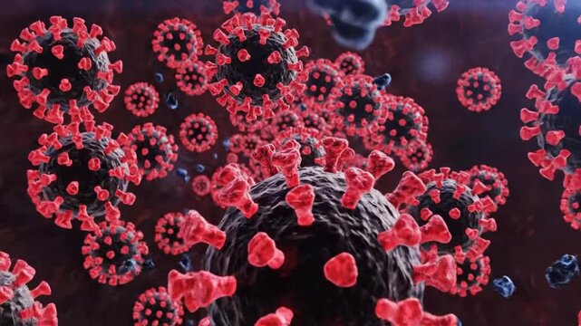 Exploring the structure of the coronavirus under a microscope in a lab setting with detailed views and animations of the virus