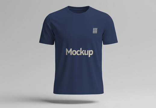 Realistic Blue T-Shirt Mockup