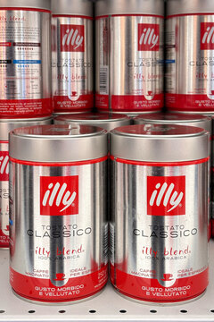 packs of Illy Classic Roasted Ground coffee. Udine, Italy, February 23, 2026