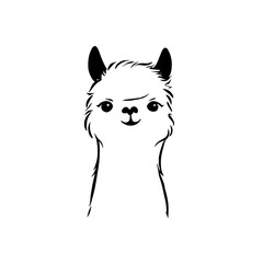 Fototapeta premium alpaca. alpaca simple black and white line art vector logo