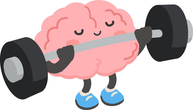 creative brain exercising with dumbbells symbolizing cognitive power development and intellectual training
