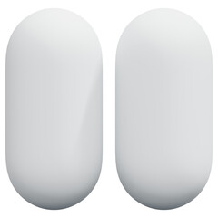 3D White Rounded Pill Vertical Abstract Shape