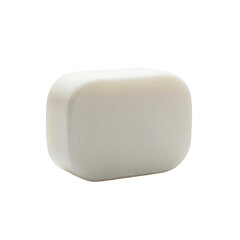 Single white soap bar isolated on transparent background