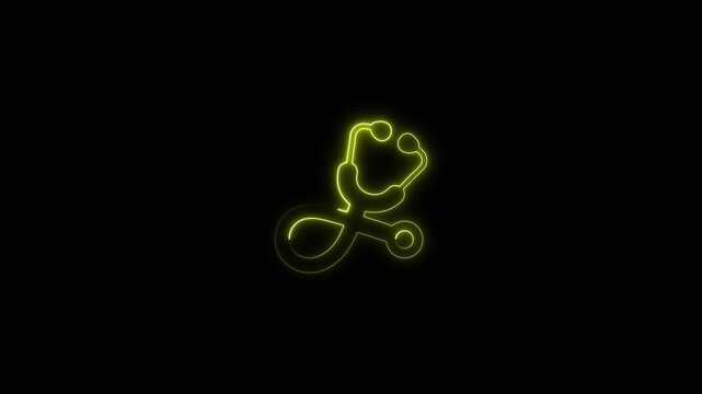 Neon Yellow Teddy Bear Riding Bicycle Silhouette Black Background Animation