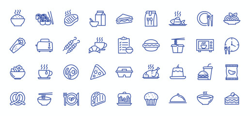 Meal icon set. Editable line icons. Vector illustration.