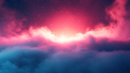 Vibrant Pink And Blue Clouds With Stars Creating Magical Cosmic Sky.