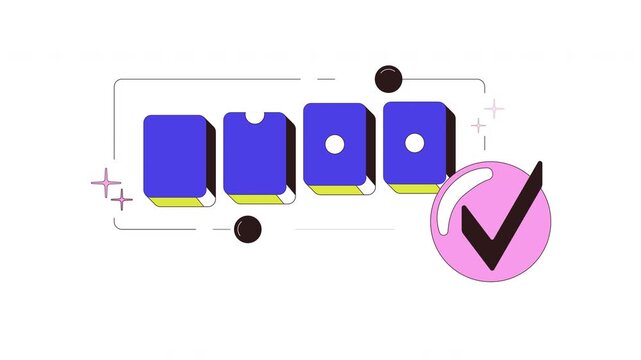 Correct code confirmation onboarding ui animation. 4 digit input field with checkmark. Login verification success. Web design. Mobile app intro motion. Micro UX scene 4K video on transparent