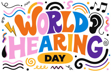 Obraz premium WORLD HEARING DAY vector illustration isolated on white background