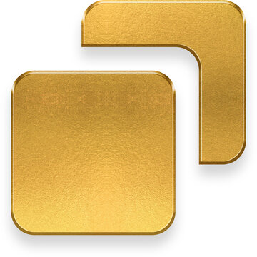Gold foil texture icon of a single copy or duplicate document symbol