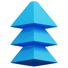 Fototapeta premium 3D Blue Stacked Pyramid Tower Abstract Shape