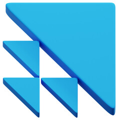3D Blue Triangle Cascade Formation Abstract Shape © Flowicon