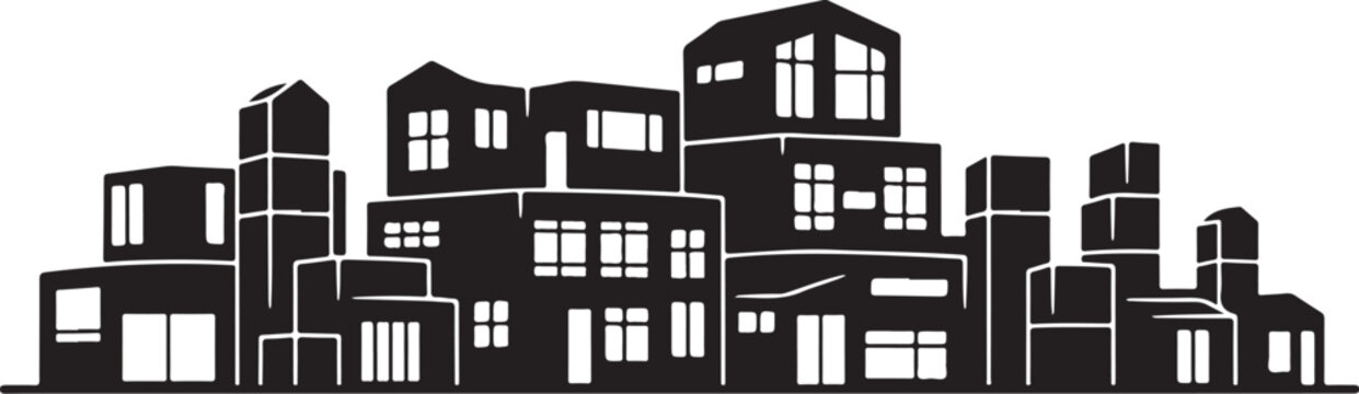 Various furniture pieces arranged in a circular black pattern