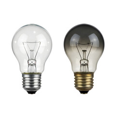 New vs Burned Out Light Bulb Comparison Isolated on White for Replacement Concept