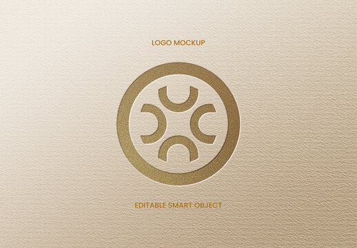 Gold Embossed Logo Mockup on Paper Textured