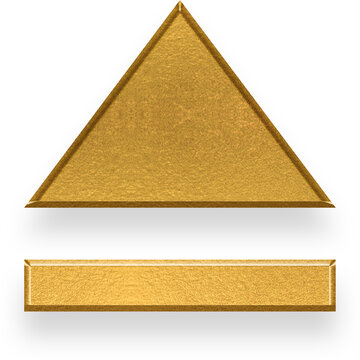 Golden metallic icon of a media eject button with triangle and line