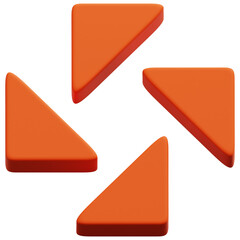 3D Orange Floating Triangle Fragment Abstract Shape