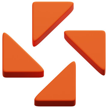 3D Orange Floating Triangle Fragment Abstract Shape