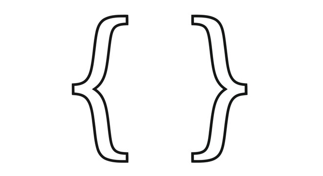 Simple black outline of two curly brackets commonly used in coding