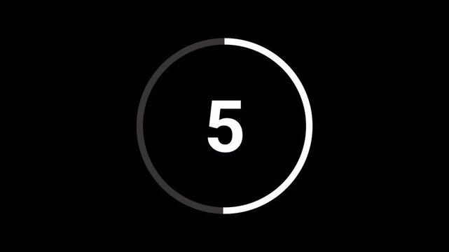  10 second countdown timer animation from 10 seconds to 0 seconds on a transparent background, ten second countdown timer from zero to ten with alpha channel for intro and filming.