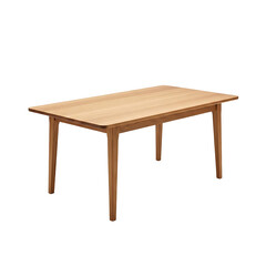 A wooden table with four legs on transparent background