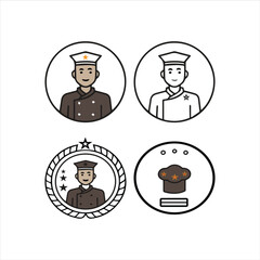 Chef Avatar Line Icons Set Cooking Profession