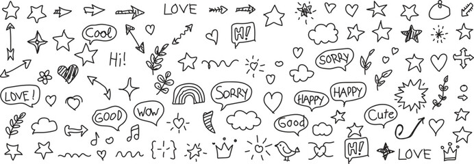 Fototapeta premium Collection of cute hand drawn doodle icons and symbols