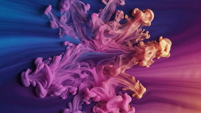 Colorful swirl of pink object in blue and purple background shows smooth texture and shapes