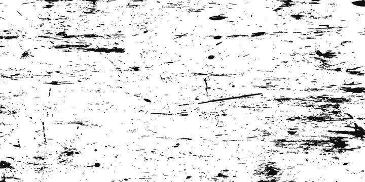 Distressed vector grunge texture overlay Abstract black and white scratched background with dirt, spots, and horizontal wear marks for graphic design