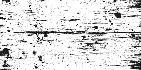 Fototapeta premium Distressed wood scratch overlay grunge texture background Black ink splatter dirt effect on white surface