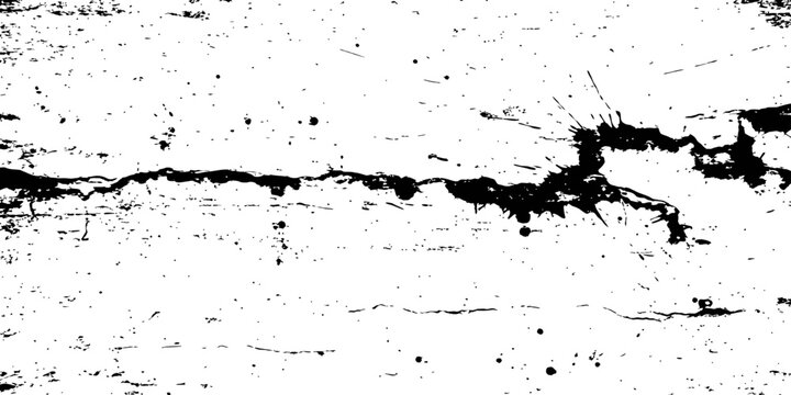 Abstract Black Ink Splatter and Horizontal Crack Grunge Overlay Texture
