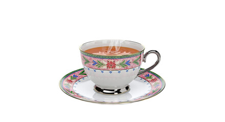 Elegant Teacup and Saucer with Floral Design