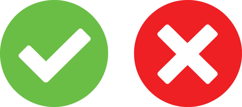 Checkmark and cross icons in green and red circles