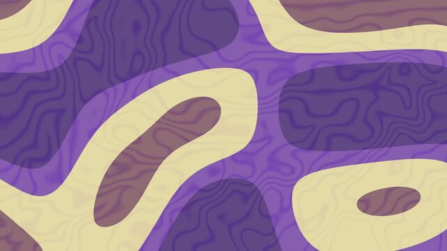Abstract topographic contour pattern in purple beige flowing layers