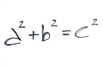 Pythagoras' theorem written with a black marker