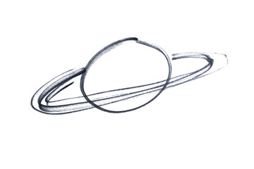 the planet Saturn drawn with a black marker © Sergio Delle Vedove