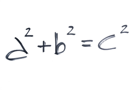 Pythagoras' theorem written with a black marker