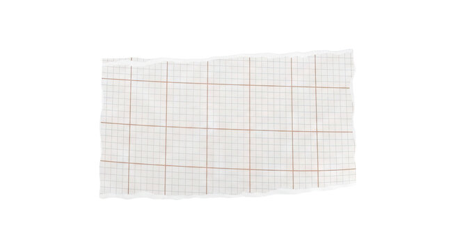 Torn graph paper with grid pattern on white background